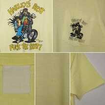 即決 M 80s ハーレー HARLEY DAVIDSON コミック ポケット Tシャツ ポケT USA製_画像3