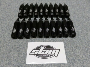新品 SLAM 砲弾ナット スパイクナット レーシングナット 12-1.25 M12X1.25 各20個 ブラック 黒 ニッサン ダットサン スズキ スバル 