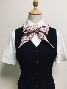 ※美品※【中古】FolK_ロングスカーフ（幾何学模様）クリーニング済/フォーク/リボン/かわいい会社事務服/おしゃれOL制服/