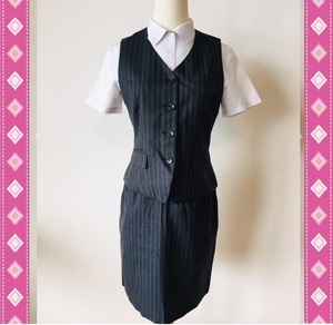 【中古】ボンマックス_9号ベスト・スカート （AV1216+AS2225）Amatir/かわいい会社事務服/おしゃれOL制服/BONMAX