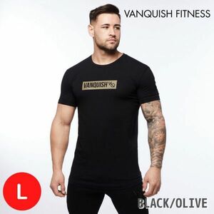 新品 Vanquish Fitness バンキッシュ Lサイズ BLACK/OLIVE メンズ Tシャツ 筋トレ フィジーク ボディービル T-SHIRT