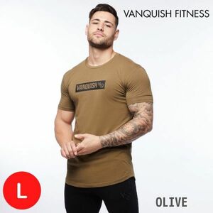 新品 Vanquish Fitness バンキッシュ Lサイズ OLIVE メンズ Tシャツ 筋トレ フィジーク ボディービル T-SHIRT