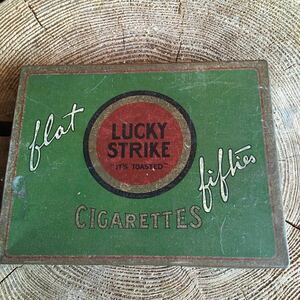 ②ビンテージ　アンティークラッキーストライク　Lucky Strike シガレット　たばこ 煙草　缶　アメリカン雑貨