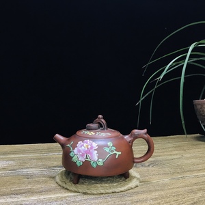 【典藏*紫砂壺*三足壺】収蔵品 貴重物品 茶道具 古美術品 稀少珍蔵品 容量：350cc