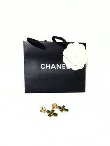 「良品」CHANEL(シャネル)希少ヴィンテージ02P/グリポア.カラーストーン/ココマーク.ゴールドクロスピアス/正規品