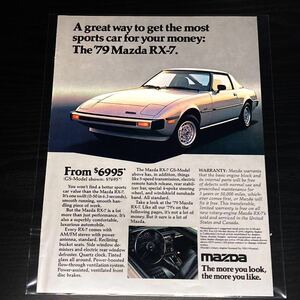 当時物 米国版 1979 マツダ RX-7 広告 / カタログ 旧車 サバンナ fd3s fc3s sa22c RX7 マツダスピード 純正 部品 パーツ ミニカー ホイール