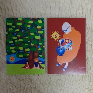 悟りと瞑想　お坊さんの作品ポストカード2枚セット　画家　小楠アキコの作品ポストカード