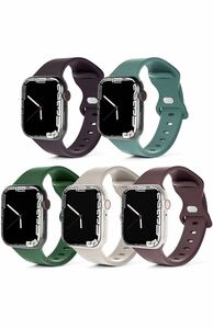 5本セットApple Watch交換バンド、シリコン製スポーツバンド42/44/45/49mm Apple Watch Series 7/6/5/4/3/2/1/SE対応 期間限定セール