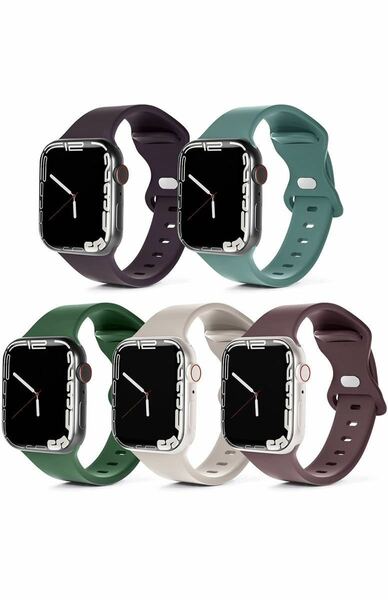 5本セットApple Watch交換バンド、シリコン製スポーツバンド42/44/45mm Apple Watch Series 7/6/5/4/3/2/1/SE対応 期間限定セール