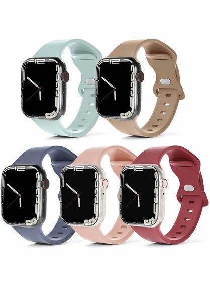 5本セットApple Watch交換バンド、シリコン製スポーツバンド38/40/41mm Apple Watch Series 7/6/5/4/3/2/1/SE対応 期間限定セール