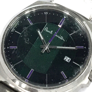 1円 ポールスミス デイト クォーツ 腕時計 メンズ グリーン文字盤 ファッション小物 未稼働品 Paul Smith