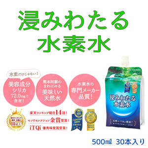 熊本県発！菊池の天然水使用 高濃度水素水「浸みわたる水素水」（500ml×30本）