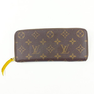 【中古】LOUIS VUITTON ルイヴィトン モノグラム ポルトフォイユ クレマンス M64302 長財布 サフラン ブラウン×イエロー系　茶 黄