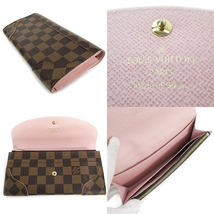 【中古】LOUIS VUITTON ルイヴィトン ダミエ ポルトフォイユ カイサ 長財布 N61227 ローズ バレリーヌ ブラウン ピンク_画像2