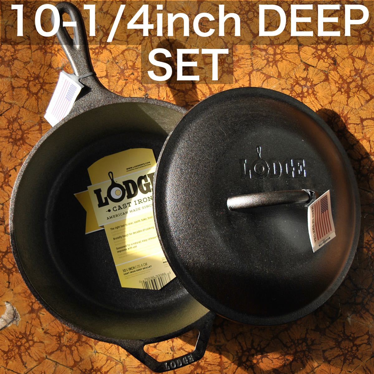 LODGE米国製ロジックスキレット【10-1/4インチDEEP&カバーセット】-