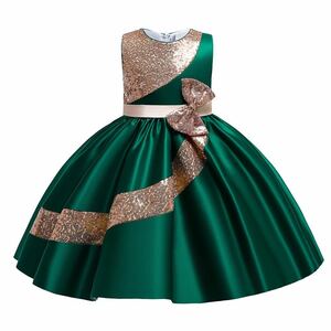 120cm child dress Kids dress presentation musical performance . formal wedding The Seven-Five-Three Festival birthday formal dress Kirakira color dress piano presentation green 