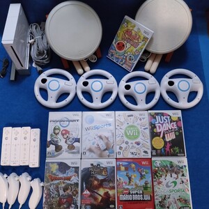 任天堂Wii 4人 ハンドル 本体マリオカート 太鼓の達人 スーパーマリオブラザーズ 音ゲーセット!