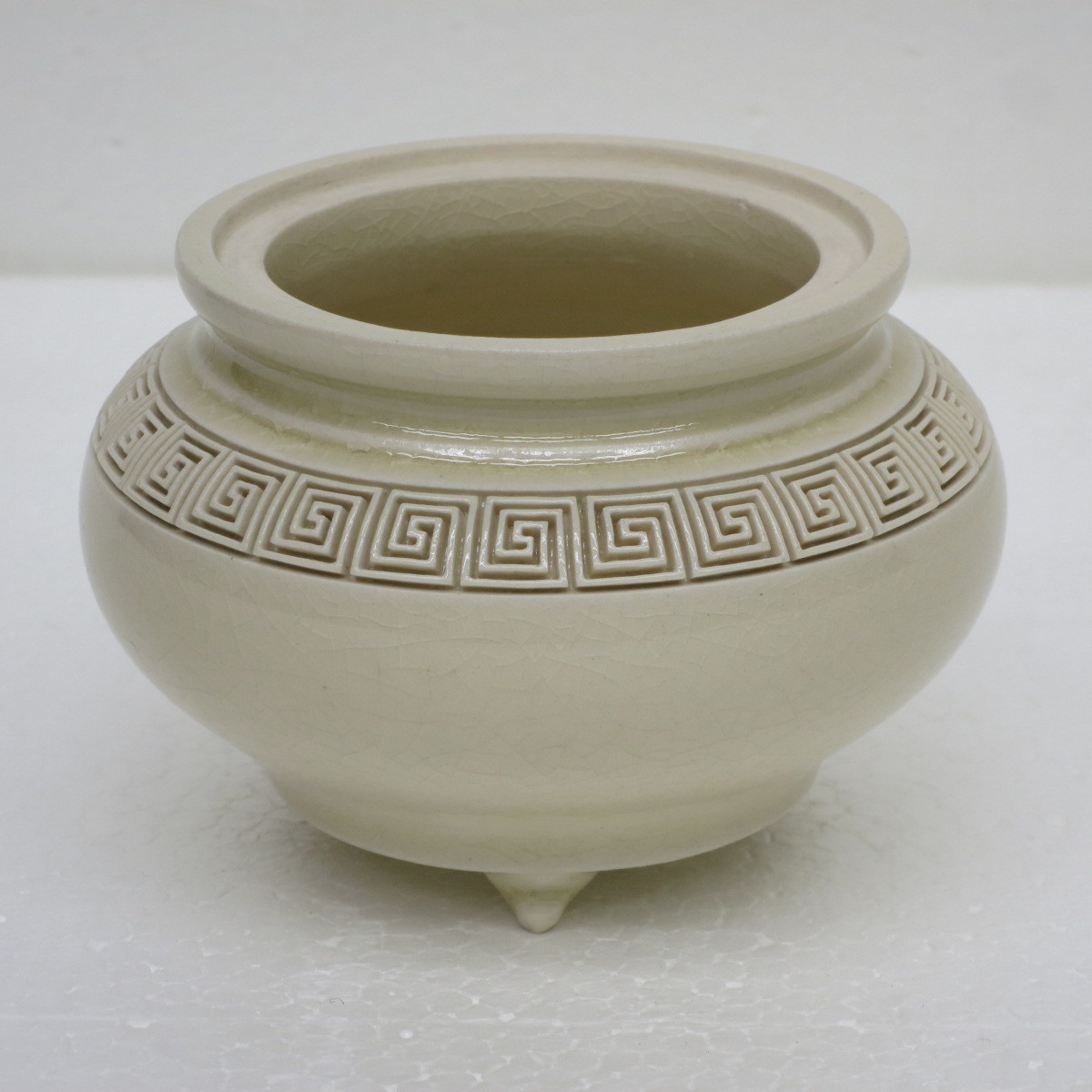 明治期 薩摩平岡製 極上手 金彩香炉 木箱付 幅約16.5㎝ 工芸品