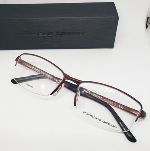 PORSCHE DESIGN 正規品 眼鏡フレーム メガネ P8721-D 56□ ブラウン系 ダークレッド ハーフ チタン 軽量 日本製 メンズ