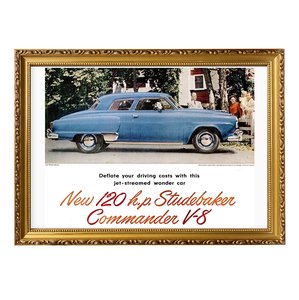 豪華 ビンテージ風 A3 額縁 木製 フレーム P2403 金 アートポスター アドバタイジング スチュードベイカー 1952 1951 チャンピオン