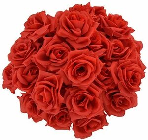 【送料無料】レッド バラ 造花 50本 cnomg 直径8cm 母の日 プロポーズ 結婚式 誕生日 お祝い 演出にローズ 装飾 DIY材料 (レッド)