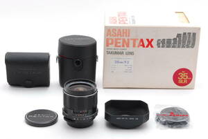 ASAHI OPT. CO., JAPAN Pentax Super Multi Coated TAKUMAR 35mm f2 動作も写りもOKです。新品同様にキレイです。新品時の付属品多数です。