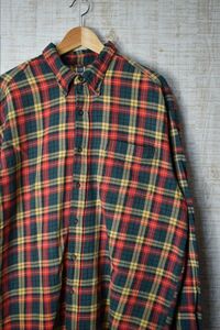 ☆ビッグサイズ US古着 GAP ギャップ ネルシャツ チェック柄 レッド赤グリーン緑イエロー黄【XL】コットン　　　　　◆3277◆