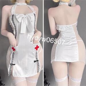 新品レディース女性淫萌二次元アニメ小悪魔誘惑天使看護婦コスプレナースワンピコスチュームセクシーベビードールランジェリーROM撮影衣装