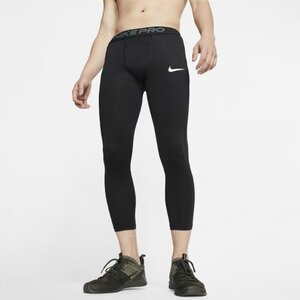 未使用ナイキプロ NIKEPRO メンズM 黒 3/4タイツ BV5644 送料無料即決 カプリ タイツ レギンス 7分丈~8分丈