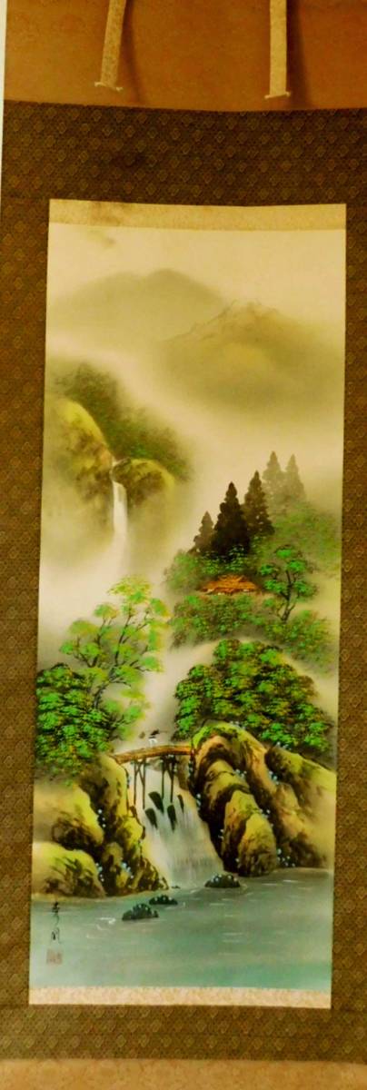 R0085 Цветной пейзаж от Шухо, Гарантированно подлинный, Рисование, Японская живопись, Пейзаж, Ветер и луна