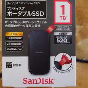 新品未開封、SanDisk ポータブルSSD 1TB SDSSDE30-1T00-J25 READ520MB/s データ復旧ソフト、Windows.Mac対応