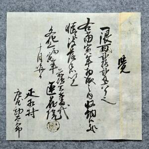 古文書 文化三年 覚 ・・前嶋玄蕃代蓮花寺 未解読 詳細不明 疋相村 吉井家 廣瀬郡 奈良県 お寺 関係資料