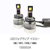 【HID屋】LED フォグランプ H8/H11/H16, HB4 イエロー 13000lm 【2022年モデル】爆光 3000K 黄色 Qシリーズ 車検対応 送料無料_画像2