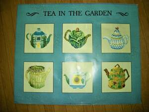希少 TEA IN THE GARDEN 大型ポスター BRAELAND ART FOR THE GARDEN BY JULIE HUBER 61×72cm