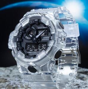 G-SHOCK !1円 新品 G-SHOCK GA-700SKEスケルトンクリアー 3Dフェイス メンズ腕時計