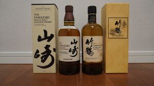 サントリー 山崎 700ml アサヒニッカ竹鶴 700ml 2本セット 箱付き