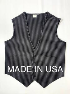 希少！極上美品 USA製 ワークベスト ストライプ ツイル素材 M ビンテージ ベスト VINTAGE アメリカ製 ワークシャツ US古着 ジャケット