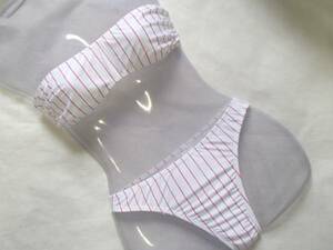 bra42 *[ new goods ] price cut bikini s Brazil high leg band u bikini white length striped pattern *