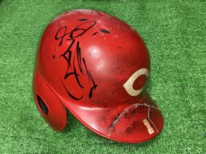Hiroshima Toyo Carp 1 передний рисовое поле . добродетель 2008 season официальный битва реальное использование с автографом шлем