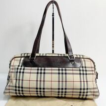 1円【美品】BURBERRY バーバリー ハンドバッグ ミニボストンバッグ ノバチェック ロゴプレート キャンバス レザー 本革_画像2