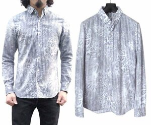  regular price 2.4 ten thousand 5351 POUR LES HOMMESdo Be stripe Leopard pattern long sleeve shirt 2 gray white leopard print * letter pack post service shipping possible 