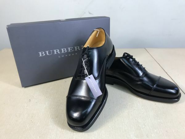 ◆BC66 ●未使用品● バーバリー メンズ 革靴 24.5cm 4E　BURBERRY　BU-1435　ブラック◆N