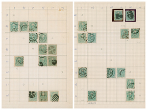 旧小判4銭 26枚 済 エスパルト紙p.11sx9sの二重丸印KG岐阜ほぼ満月印や博多、仙台の大