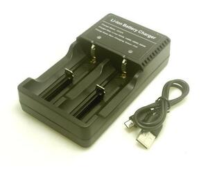 Li-ion充電池用 USBバッテリーチャージャー Li-ion 充電器 123a 16340 14500 18650 26650