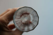 古い手吹きガラスのカット面取りステムグラス / 18-19世紀・フランス / 硝子 アンティーク 古道具 _画像5