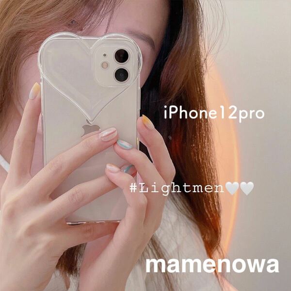 韓国　iPhone12pro ケース　スマホケース　ハート　クリア　透明　可愛い　お洒落　iPhoneケース