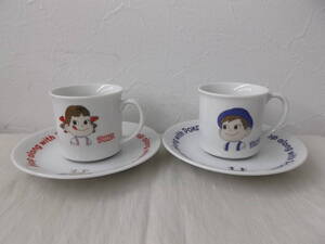 1円~☆不二家 ペコちゃんグッツ ペコポコカップ&ソーサー 未使用保管品 2客組☆