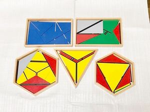 モンテッソーリ三角形5箱セット知育玩具モンテキッズ購入 知育おもちゃ木製立体パズル