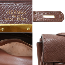 1円 ◎極美品 HERMES エルメス 2WAYハンドバッグ ショルダー ケリー32 内縫い □C刻印 エプソン レザー ブラウン×ゴールド金具◎Dlel☆_画像9