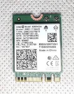 インテル AC 9260 Intel Dual Band Wireless 9260NGW (NGFF/M.2.) 11ac 867Mbps Bluetooth 無線LANカード 送料無料